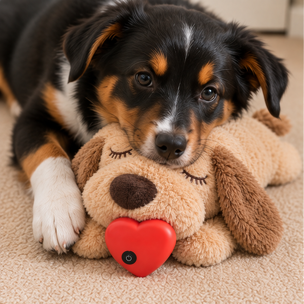 Puppy cuddling Scent Pal plush comfort toy